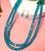 Stylish multi layer pearl necklace jewellery set with earrings for women