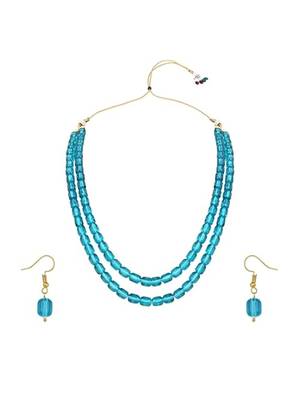 Stylish multi layer pearl necklace jewellery set with earrings for women 2