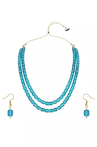 Stylish multi layer pearl necklace jewellery set with earrings for women