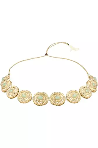 Traditional handcrafted pearl necklace jewellery set with earrings & maang tikka set for women
