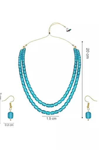 Stylish multi layer pearl necklace jewellery set with earrings for women