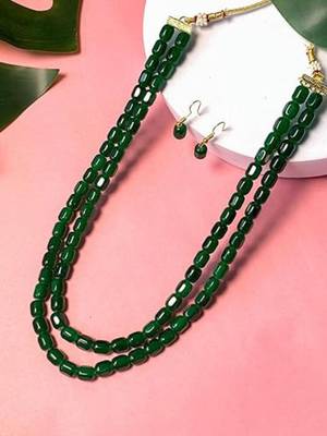 Stylish multi layer pearl necklace jewellery set with earrings for women 1