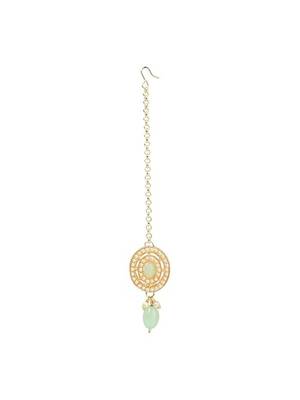 Traditional handcrafted pearl necklace jewellery set with earrings & maang tikka set for women 5