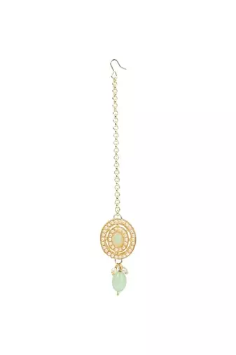 Traditional handcrafted pearl necklace jewellery set with earrings & maang tikka set for women