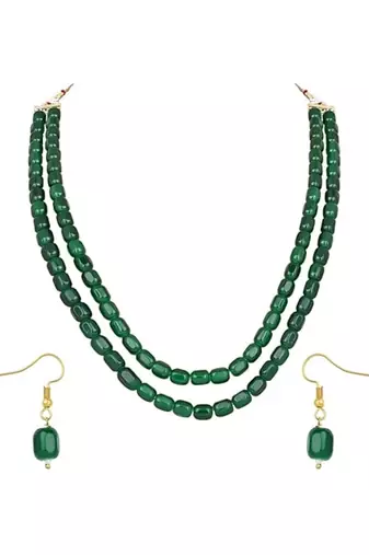 Stylish multi layer pearl necklace jewellery set with earrings for women