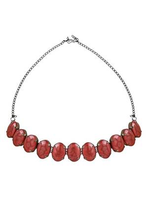 Glamorous fashionable eye-catching red beaded choker and earrings set for women 4