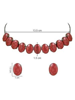 Glamorous fashionable eye-catching red beaded choker and earrings set for women 5