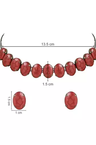 Glamorous fashionable eye-catching red beaded choker and earrings set for women