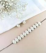 Glamorous fashionable eye-catching cream beaded choker and earrings set for women