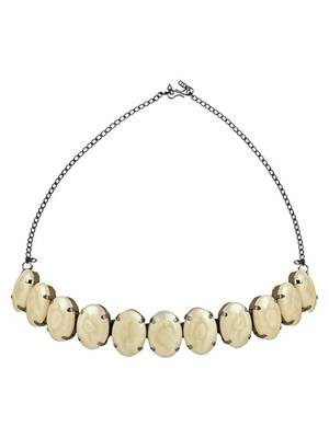 Glamorous fashionable eye-catching cream beaded choker and earrings set for women 3