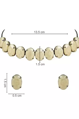 Glamorous fashionable eye-catching cream beaded choker and earrings set for women