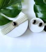 Gold plated traditional stone studded pearl choker necklace jewellery set for women