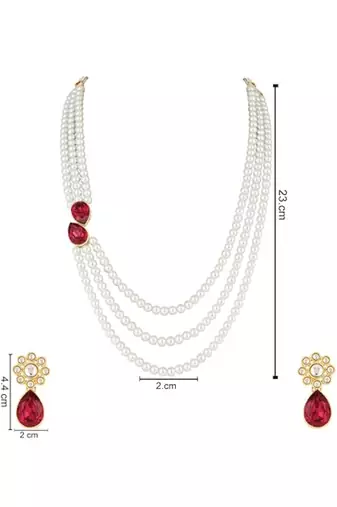 Gold plated traditional stone studded pearl choker necklace jewellery set for women