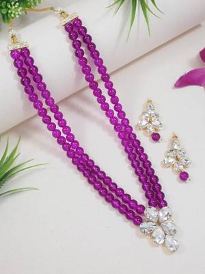 Gold plated traditional kundan & pearl studded necklace jewellery set for women 1