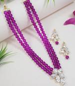 Gold plated traditional kundan & pearl studded necklace jewellery set for women