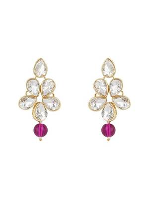 Gold plated traditional kundan & pearl studded necklace jewellery set for women 4
