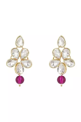 Gold plated traditional kundan & pearl studded necklace jewellery set for women