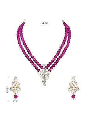 Gold plated traditional kundan & pearl studded necklace jewellery set for women 5