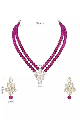 Gold plated traditional kundan & pearl studded necklace jewellery set for women