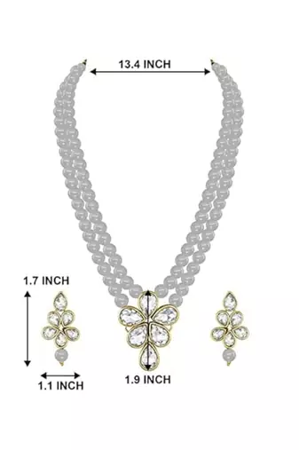 gold plated traditional kundan & pearl studded necklace jewellery set for women 