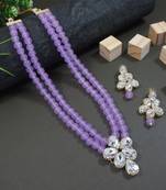 Gold plated traditional kundan & pearl studded necklace jewellery set for women