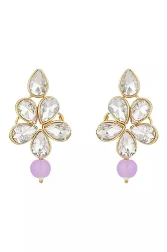 Gold plated traditional kundan & pearl studded necklace jewellery set for women