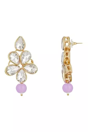 Gold plated traditional kundan & pearl studded necklace jewellery set for women