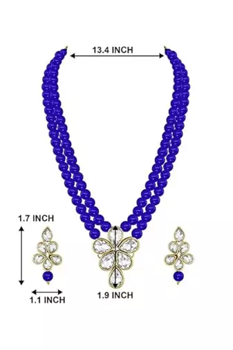 gold plated traditional kundan & pearl studded necklace jewellery set for women 