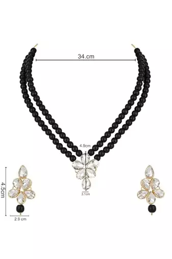 Gold plated traditional kundan & pearl studded necklace jewellery set for women 