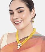 gold plated traditional kundan & pearl studded necklace jewellery set for women 