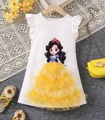 White color printed polyester a-line style dresses
