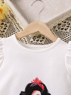 White color printed polyester a-line style dresses 2