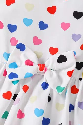 White color printed cotton blend fit&flared style dresses