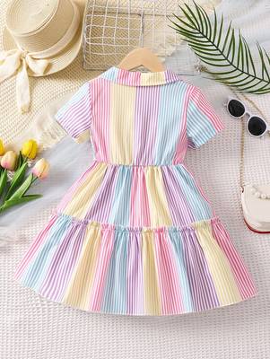 Multi color printed cotton blend fit&flared style dresses 2