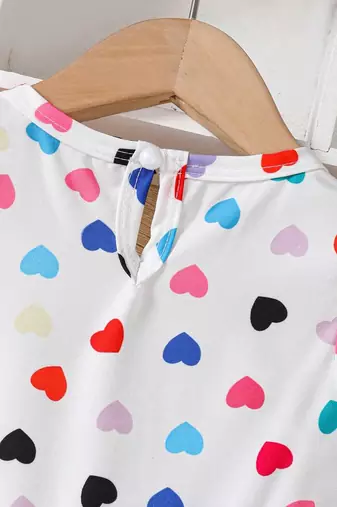 White color printed cotton blend fit&flared style dresses