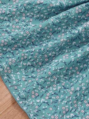 Mint blue color printed cotton blend fit&flared style dresses 5