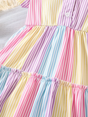 Multi color printed cotton blend fit&flared style dresses 3