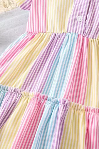 Multi color printed cotton blend fit&flared style dresses