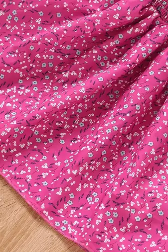 Dark pink color printed cotton blend fit&flared style dresses