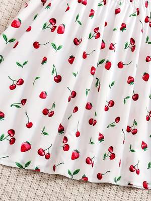 White color printed cotton blend fit&flared style dresses 5
