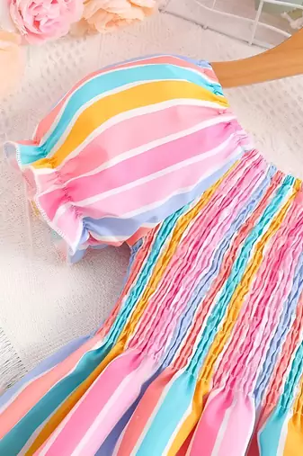Pink color printed cotton blend fit&flared style dresses