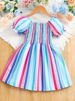 Blue color printed cotton blend fit&flared style dresses 2