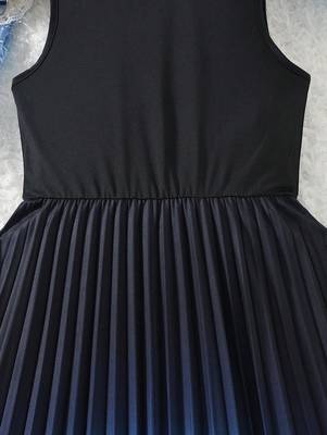 Sky-black color printed cotton blend fit&flared style dresses 5