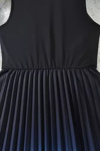 Sky-black color printed cotton blend fit&flared style dresses