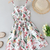 White color printed cotton blend fit&flared style dresses