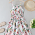 White color printed cotton blend fit&flared style dresses