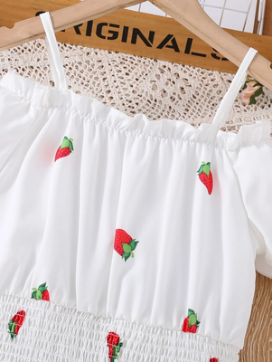 White color printed cotton blend fit&flared style dresses 2