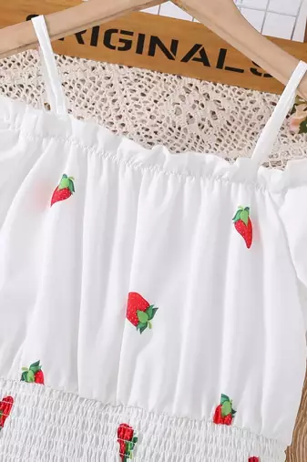 White color printed cotton blend fit&flared style dresses