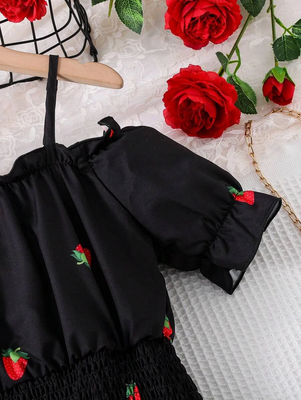 Black color printed cotton blend fit&flared style dresses 3