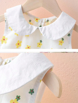 White color printed cotton blend fit&flared style dresses 4